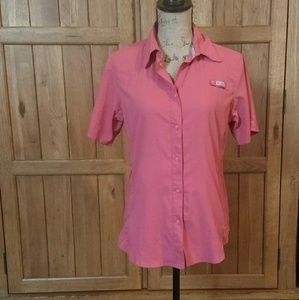 Pink womans Columbia button-up